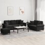 Juego de sofás con cojines 3 piezas terciopelo negro by , Sofas - Ref: Foro24-3202285, Price: 652,66 €, Discount: %