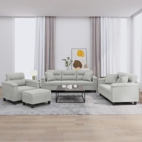 Juego de sofás con cojines 4 piezas tela microfibra gris claro by , Sofas - Ref: Foro24-3202309, Price: 902,99 €, Discount: %