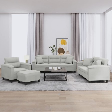Juego de sofás con cojines 4 piezas tela microfibra gris claro de , Sofás - Ref: Foro24-3202309, Precio: 885,31 €
