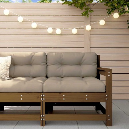 Sillón de jardín con cojines madera maciza de pino marrón miel von , Modulare Sofas für den Außenbereich - Ref: Foro24-825572...