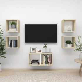 Muebles de salón 5 pzas madera ingeniería blanco y roble Sonoma von , TV-Möbel - Ref: Foro24-3079606, Preis: 130,08 €, Rabatt: %