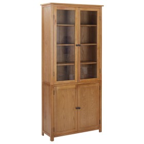 Estantería 4 puertas madera roble macizo y cristal 90x35x200cm by , Bookcases and shelves - Ref: Foro24-289180, Price: 582,80...