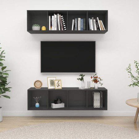 Muebles de salón de pared 2 uds madera ingeniería gris by , TV Furniture - Ref: Foro24-3079783, Price: 115,02 €, Discount: %