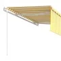 Retractable automatic awning with yellow and white blinds, 4x3 m. by vidaXL, Awnings - Ref: Foro24-3069308, Price: 722,84 €, ...