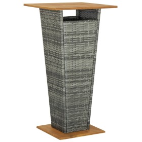 Mesa alta ratán sintético y madera de acacia gris 60x60x110 cm de , Mesas de jardín - Ref: Foro24-313464, Precio: 169,97 €, D...