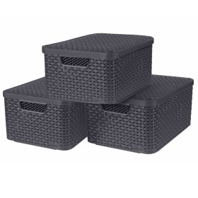 Curver Cajas de almacenaje con tapa Style 3 unidades M gris antracita by , Storage baskets - Ref: Foro24-427234, Price: 62,23...