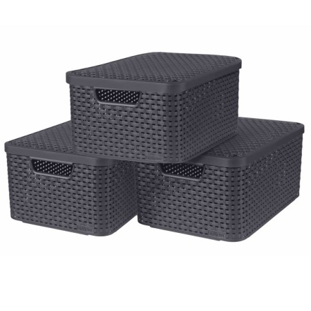 Curver Cajas de almacenaje con tapa Style 3 unidades M gris antracita von , Aufbewahrungskörbe - Ref: Foro24-427234, Preis: 6...