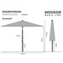 Madison Sombrilla de jardín redonda Tenerife gris 300 cm by , Umbrellas - Ref: Foro24-429013, Price: 76,88 €, Discount: %