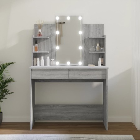Tocador con LED gris sonoma 96x40x142 cm de , Tocadores para dormitorios - Ref: Foro24-820488, Precio: 159,30 €, Descuento: %