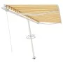 Gelb-weiße Markise mit manuell ausziehbarem Fuß, 450 x 300 cm von vidaXL, Markisen - Ref: Foro24-3069558, Preis: 481,63 €, Ra...