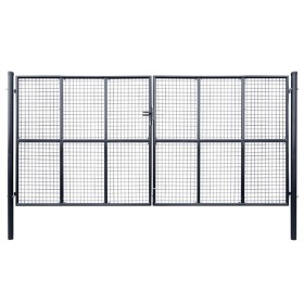 Puerta de malla de jardín acero galvanizado 400x175 cm gris von , Gartentore - Ref: Foro24-143378, Preis: 675,16 €, Rabatt: %