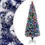 Árbol de Navidad artificial LED fibra óptica blanco azul 210 cm