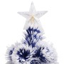 Árbol de Navidad artificial LED fibra óptica blanco azul 210 cm