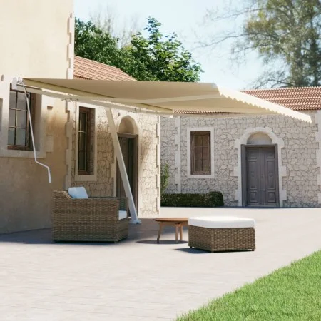 Retractable manual cream-colored freestanding awning 500x300 cm by vidaXL, Awnings - Ref: Foro24-3069577, Price: 527,90 €, Di...