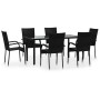 Juego de comedor de jardín 7 piezas ratán sintético negro by , Garden sets - Ref: Foro24-3156657, Price: 432,35 €, Discount: %