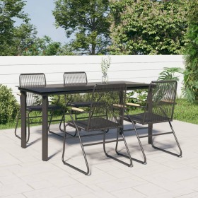 Juego de comedor de jardín 5 piezas ratán PVC negro by , Garden sets - Ref: Foro24-3156572, Price: 345,30 €, Discount: %