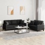 Juego de sofás con cojines 2 piezas cuero sintético negro by , Sofas - Ref: Foro24-3201388, Price: 522,44 €, Discount: %