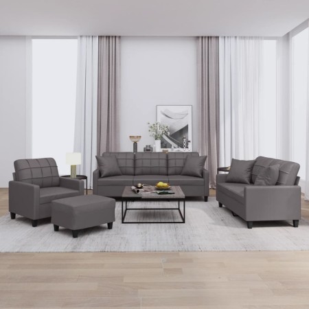 Juego de sofás con cojines 4 piezas cuero sintético gris von , Sofas - Ref: Foro24-3201355, Preis: 675,01 €, Rabatt: %