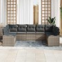 Conjunto de sofá de jardín con cojín 9 pcs Gris Poliratán