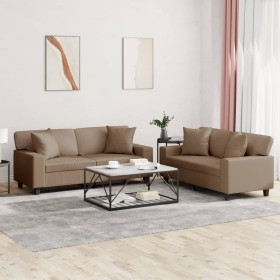 Juego de sofás con cojines 2 piezas cuero sintético capuchino von , Sofas - Ref: Foro24-3201928, Preis: 533,60 €, Rabatt: %