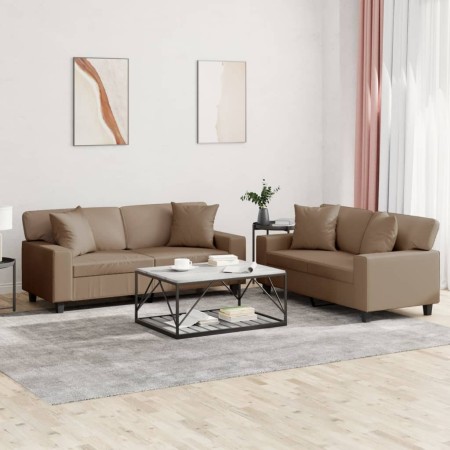 Juego de sofás con cojines 2 piezas cuero sintético capuchino von , Sofas - Ref: Foro24-3201928, Preis: 533,60 €, Rabatt: %