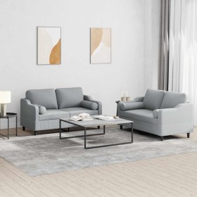 Juego de sofás con cojines 2 piezas tela gris claro by , Sofas - Ref: Foro24-3201818, Price: 465,93 €, Discount: %