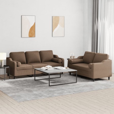 Juego de sofás con cojines 2 piezas tela marrón by , Sofas - Ref: Foro24-3201853, Price: 563,00 €, Discount: %