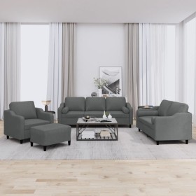 Juego de sofás con cojines 4 piezas tela gris oscuro by , Sofas - Ref: Foro24-3201795, Price: 690,66 €, Discount: %