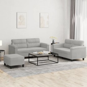 Juego de sofás con cojines 3 piezas tela microfibra gris claro von , Sofas - Ref: Foro24-3202321, Preis: 495,27 €, Rabatt: %