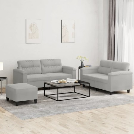 Juego de sofás con cojines 3 piezas tela microfibra gris claro von , Sofas - Ref: Foro24-3202321, Preis: 495,27 €, Rabatt: %