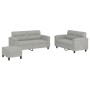 Juego de sofás con cojines 3 piezas tela microfibra gris claro von , Sofas - Ref: Foro24-3202321, Preis: 495,27 €, Rabatt: %