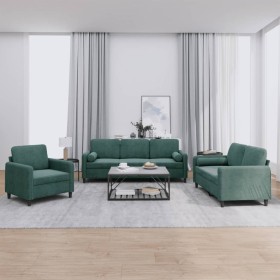 Juego de sofás con cojines 3 piezas terciopelo verde oscuro von , Sofas - Ref: Foro24-3201956, Preis: 759,71 €, Rabatt: %
