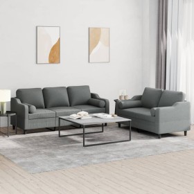 Juego de sofás con cojines 2 piezas tela gris oscuro von , Sofas - Ref: Foro24-3201851, Preis: 508,60 €, Rabatt: %