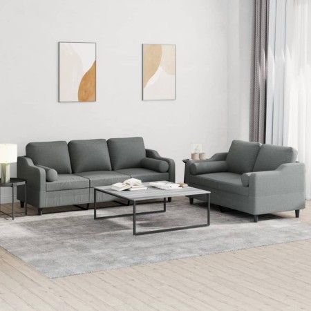 Juego de sofás con cojines 2 piezas tela gris oscuro by , Sofas - Ref: Foro24-3201851, Price: 508,76 €, Discount: %