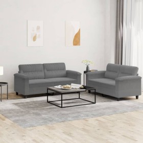 Juego de sofás con cojines 2 piezas tela microfibra gris oscuro de , Sofás - Ref: Foro24-3202316, Precio: 473,39 €, Descuento: %