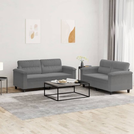 Juego de sofás con cojines 2 piezas tela microfibra gris oscuro de , Sofás - Ref: Foro24-3202316, Precio: 473,18 €
