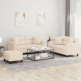 Juego de sofás con cojines 3 piezas tela microfibra beige von , Sofas - Ref: Foro24-3202337, Preis: 619,17 €, Rabatt: %