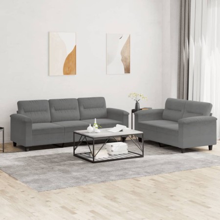 Juego de sofás con cojines 2 piezas tela microfibra gris oscuro von , Sofas - Ref: Foro24-3202340, Preis: 572,77 €, Rabatt: %