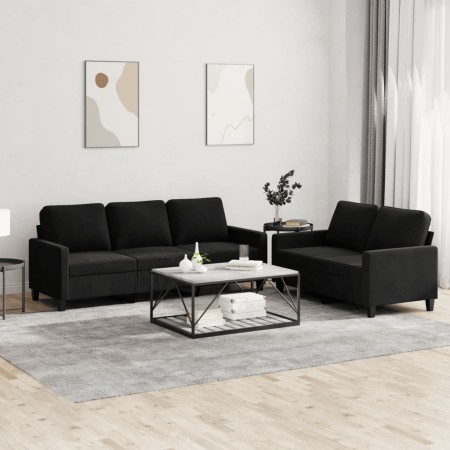 Juego de sofás con cojines 2 piezas terciopelo negro by , Sofas - Ref: Foro24-3201521, Price: 498,81 €, Discount: %
