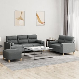 Juego de sofás con cojines 3 piezas tela gris oscuro by , Sofas - Ref: Foro24-3201625, Price: 547,02 €, Discount: %