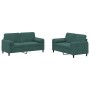 Juego de sofás con cojines 2 piezas terciopelo verde oscuro by , Sofas - Ref: Foro24-3201996, Price: 508,44 €, Discount: %