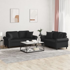 Juego de sofás con cojines 2 piezas cuero sintético negro von , Sofas - Ref: Foro24-3202160, Preis: 476,68 €, Rabatt: %