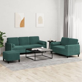 Juego de sofás con cojines 3 piezas terciopelo verde oscuro von , Sofas - Ref: Foro24-3202046, Preis: 645,74 €, Rabatt: %