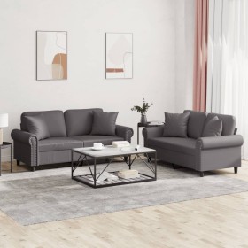 Juego de sofás con cojines 2 piezas cuero sintético gris de , Sofás - Ref: Foro24-3202162, Precio: 482,26 €