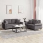Juego de sofás con cojines 2 piezas cuero sintético gris by , Sofas - Ref: Foro24-3202162, Price: 491,78 €, Discount: %