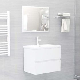 Badmöbel-Set weiß glänzend Holzwerkstoff von vidaXL, Badezimmermöbel - Ref: Foro24-3071681, Preis: 198,25 €, Rabatt: %