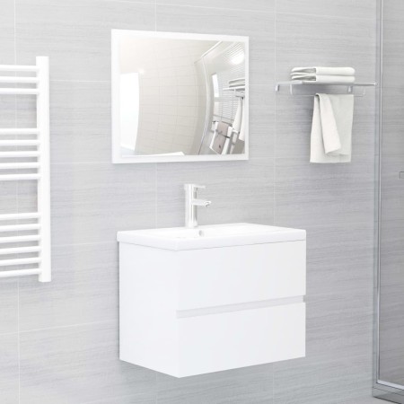 Juego de muebles de baño madera de ingeniería blanco brillo de vidaXL, Muebles de baño - Ref: Foro24-3071681, Precio: 198,14 ...