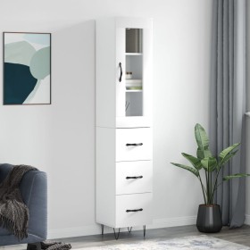 Aparador alto madera contrachapada blanco brillo 34,5x34x180 cm de , Aparadores - Ref: Foro24-3199267, Precio: 124,34 €, Desc...