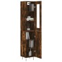 Aparador de madera contrachapada roble ahumado 34,5x34x180 cm de , Aparadores - Ref: Foro24-3199206, Precio: 104,00 €