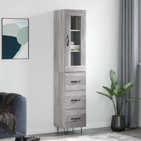 Aparador alto madera contrachapada gris Sonoma 34,5x34x180 cm de , Aparadores - Ref: Foro24-3199271, Precio: 119,10 €, Descue...